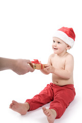 Santa claus baby in studio in christmas time