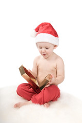Santa claus baby in studio in christmas time