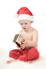 Santa claus baby in studio in christmas time