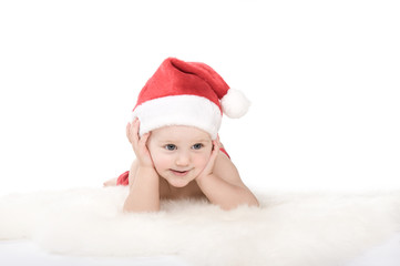 Santa claus baby in studio in christmas time