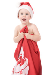 Santa claus baby in studio in christmas time