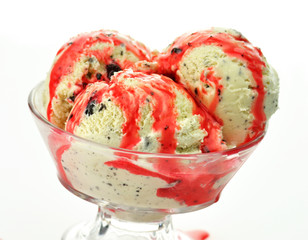 cookies' ice cream with strawberry topping