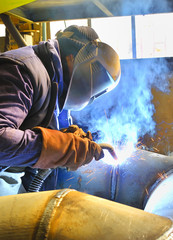 Fototapeta welding with mig mag method obraz