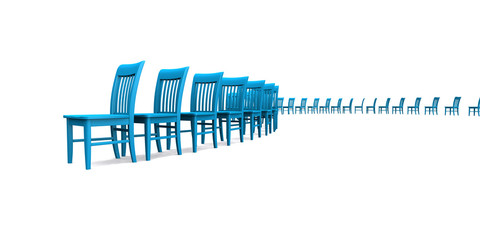 3D Stuhlreihe - Blau 05