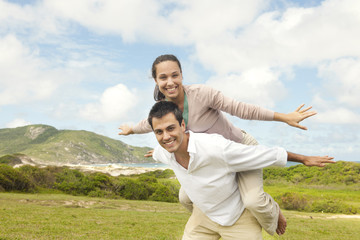 happy hispanic couple in love