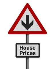 Photo realistic 'house price fall' sign, isolated on white