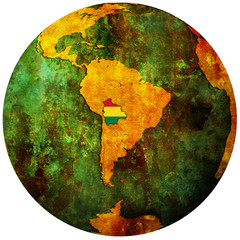 bolivia flag on globe map