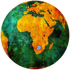 botswana flag on globe map