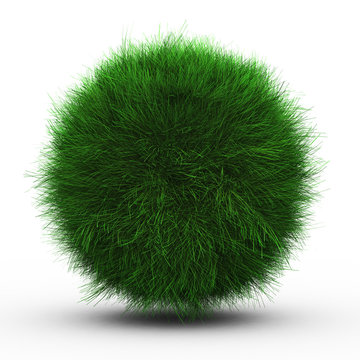 3d render of green grass ball