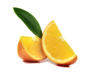 Orange slices on white background
