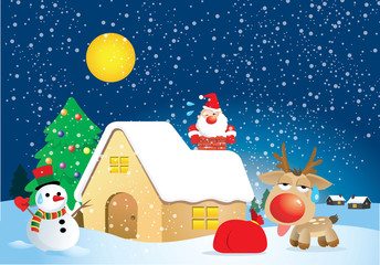 a fat Santa Claus in Xmas night