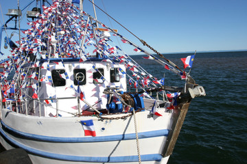 Boat with acadian flags decoration, New Brunswick