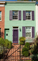 Washington DC Row House Home Green Purple Italianate Style Fence
