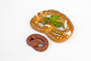 Laugen- und Wurstbreze