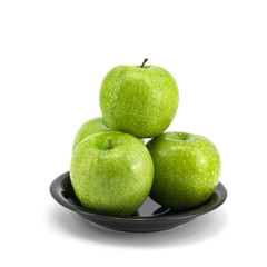green apple with plate