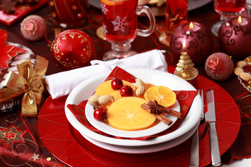 Place setting for Christmas