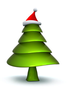 Christmas tree with stanta hat