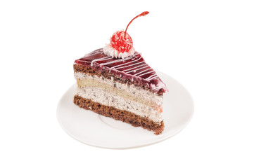 Slice of cake with cherry