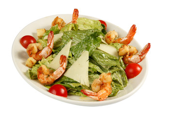 Salad with shrimp grill, mixed vegetables and cheese