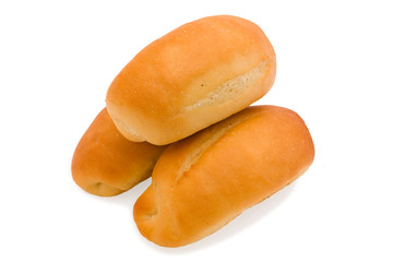 fresh baguette on white background