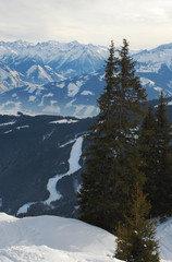 mountain landscape with a ski piste