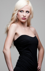 beautiful young woman in black dress