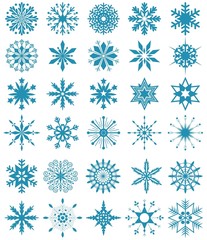 Set of blue snowflakes