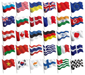 Set of flags with waves and gradients