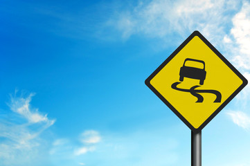 Photo realistic 'slippery road' sign, with space for your text