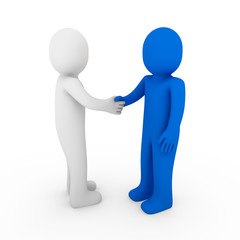 3d mann Hallo hand geben blau