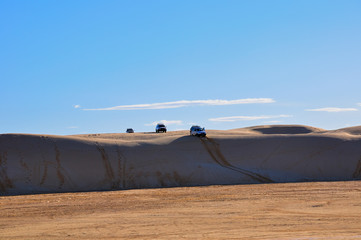 Several off-road vehicles in jeep safari