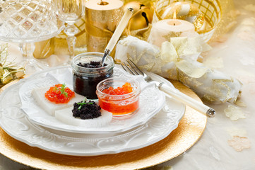 caviar canape' on luxury table- tartine caviale