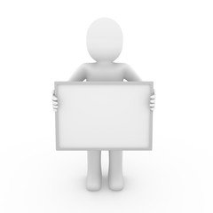 3d human billboard blank hand isolated white background