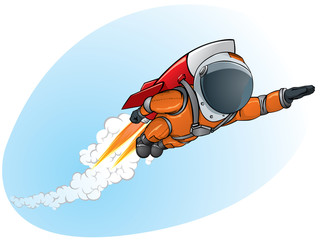 astronaut flying on the rocket