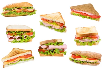 Zelfklevend Fotobehang Broodjes met ham en groenten © Nitr