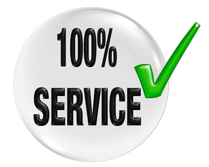Button 100 % Service rund