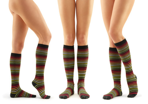 Legs Long Female In Striped Socks