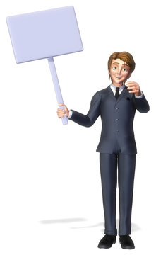 businessman cartoon holding a sign 2