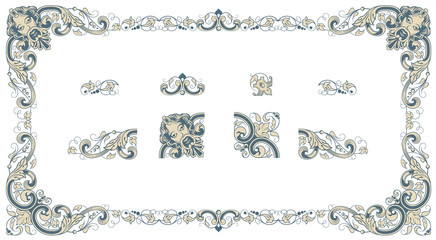 set of plant elements for creating borders and frames