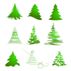 set of christmas trees