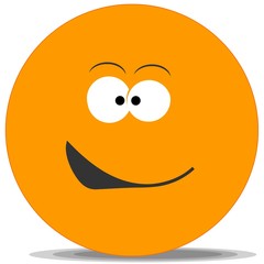 Smiley orange, sourire en coin