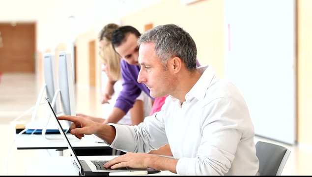 Adult man attending business training