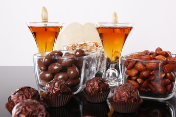 Almond liquor and almond snacks