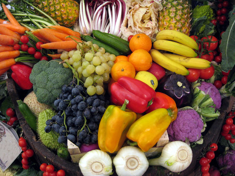 fruit and vegetables on the basket