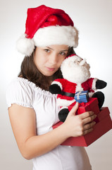 Cute girl with santa claus