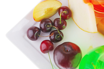 fruit icecream and raw fruits