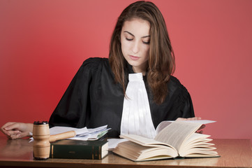 Young judge studying