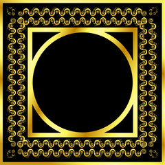 Gold pattern frame with waves and stars
