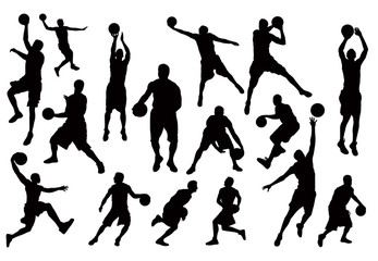 Naklejka premium Silhouettes of Basketball Players Vector