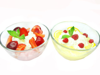 two cherry desserts with pudding and jelly